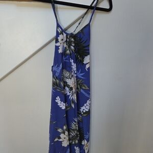 Tropical Strapless Blue Floral Dress